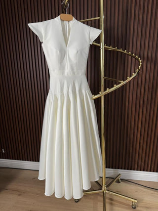 Satin look midi dress for civil ceremony or second wedding dress