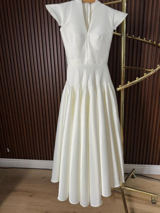 Satin look midi dress for civil ceremony or second wedding dress minimal dress bridal
