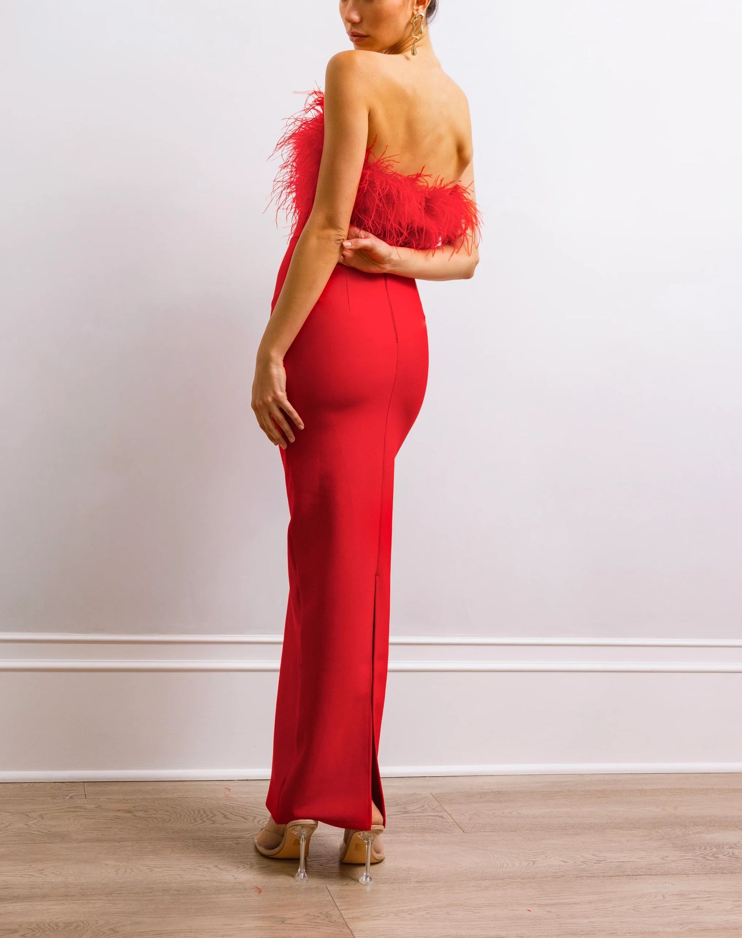 Feather dress red - Cielie 