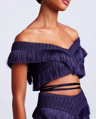 Patbo Fringe Trim Set Skirt Croptop Summer Beach Dress Knit Sale Crochet Beige, Green, Black, Blue, Beachclub Bachdress Elegant Designer dupe similar- Cielie Vienna