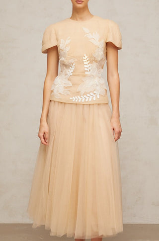 tulle set cream skirt top