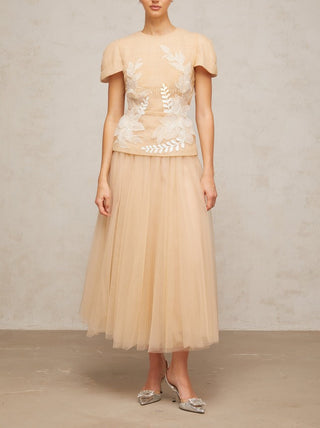 tulle set cream skirt top