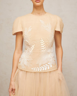 tulle set cream skirt top