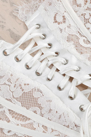 Irina | Lace Corset Mini Dress White - Cielie