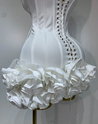 Floral Skirt Roses White Dress