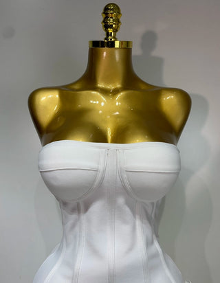 white strapless dress