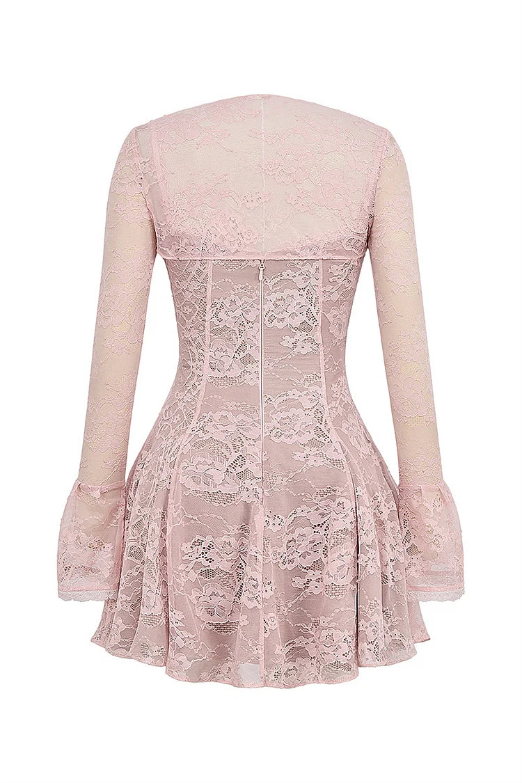 Women's Corset Pink Lace Mini Dress - CILIE Women's Corset Pink Lace Mini Dress - CILIE