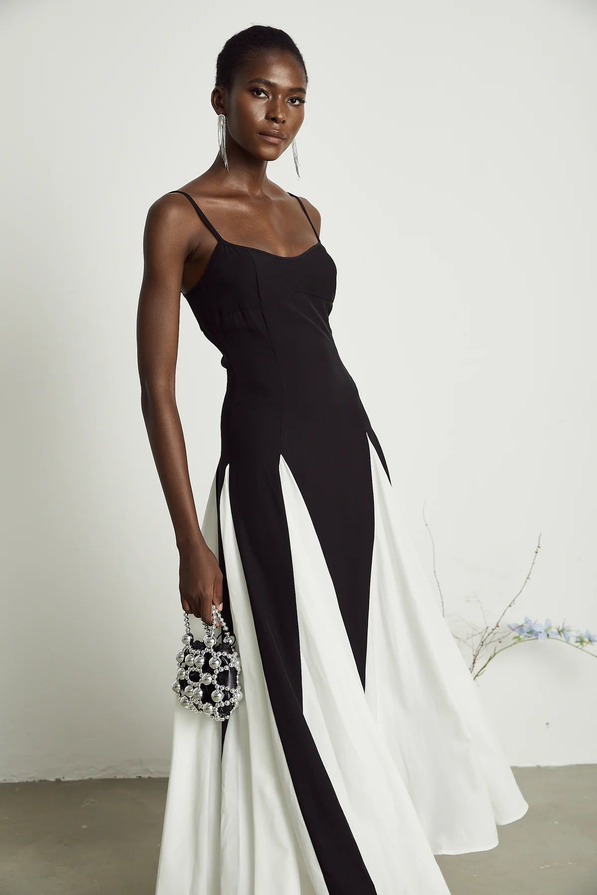 Ladies Dresses Lace Contrast Mesh Pleated High Waist Dress ASOS