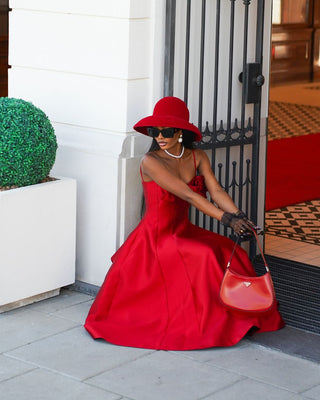 Amelie | Red Midi Bow Dress