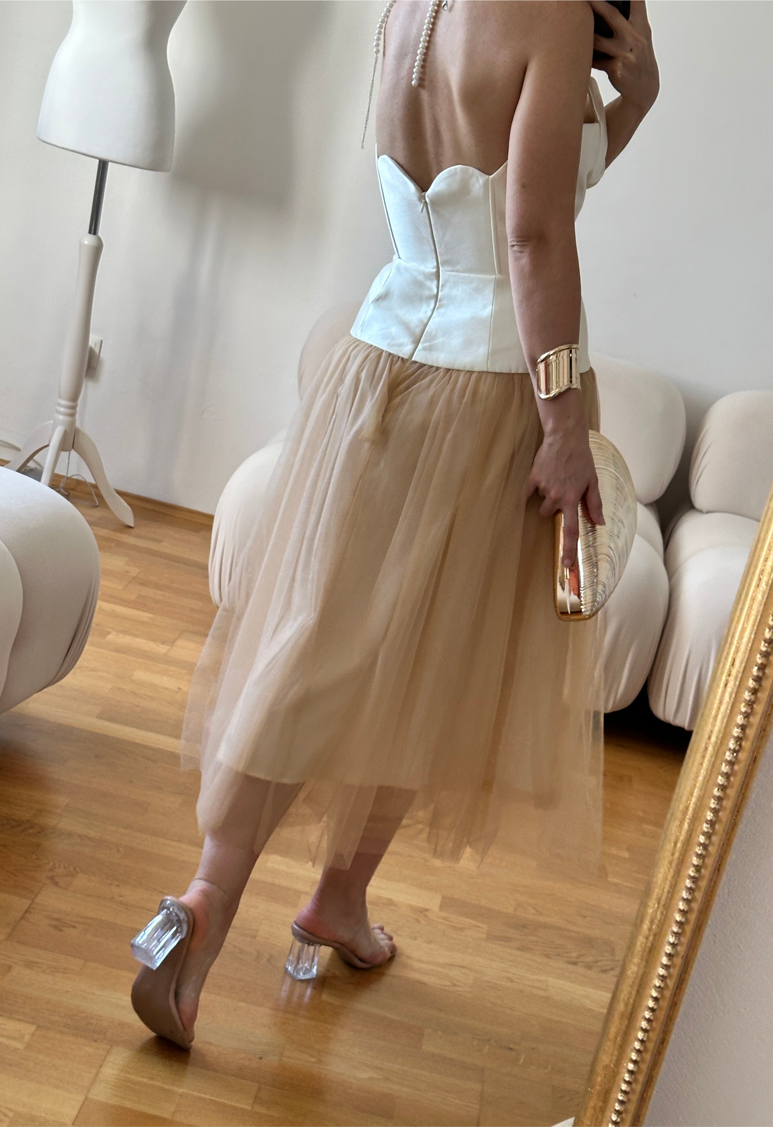 Mara Seashell Corset Dress Tulle Midi Occasionwear - CILIE M Mara Seashell Corset Dress Tulle Midi Occasionwear - CILIE M