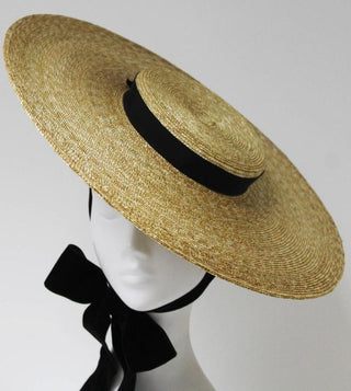 wide brim straw hat with bands, Strohhut Sommer mit Bänder, Big Strawhat, Strohhut groß Sommer - Cielie Vienna