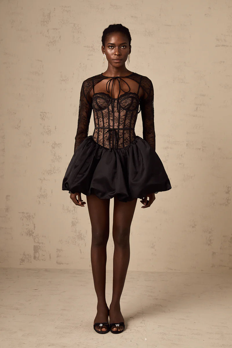 Women's Corset Black Lace Mini Dress - CILIE Women's Corset Black Lace Mini Dress - CILIE