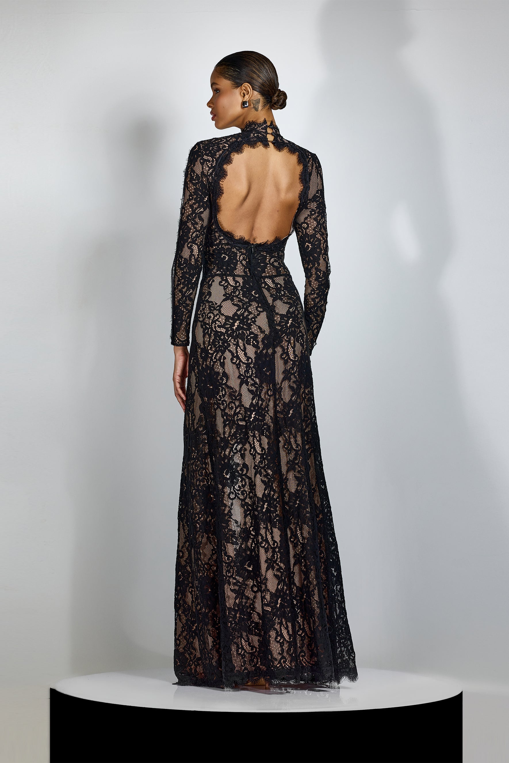 SHEARL | Black Lace Maxi Gown with Cut-Out Bodice & Open Back Cielie SHEARL | Black Lace Maxi Gown with Cut-Out Bodice & Open Back Cielie