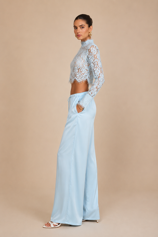 Aula |   2 Piece Set Pants & Lace Top Blue