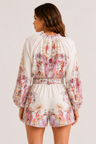 Rosabelle |  Floral Blouse & Shorts Set - Cielie