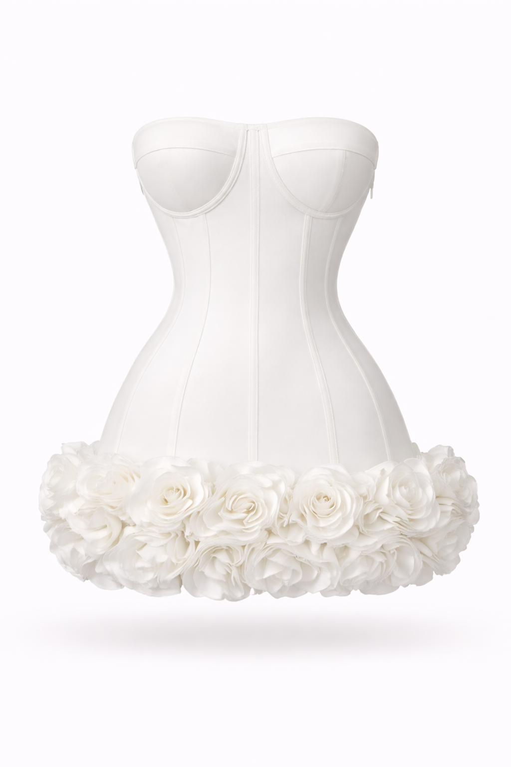 Rose Mini Corset Dress White Roses Skirt | Strapless, Backless, Bodycon Bandage Dress for Evening, Cocktail & Party Looks - Cielie S (4) / Black Rose Mini Corset Dress White Roses Skirt | Strapless, Backless, Bodycon Bandage Dress for Evening, Cocktail & Party Looks - Cielie S (4) / Black