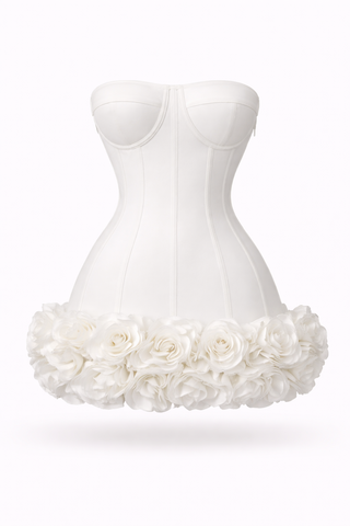 Rose | Mini Corset Dress White Flowers - Cielie