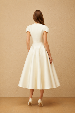 Sabella | Midi Elegant Dress Ivory - Cielie