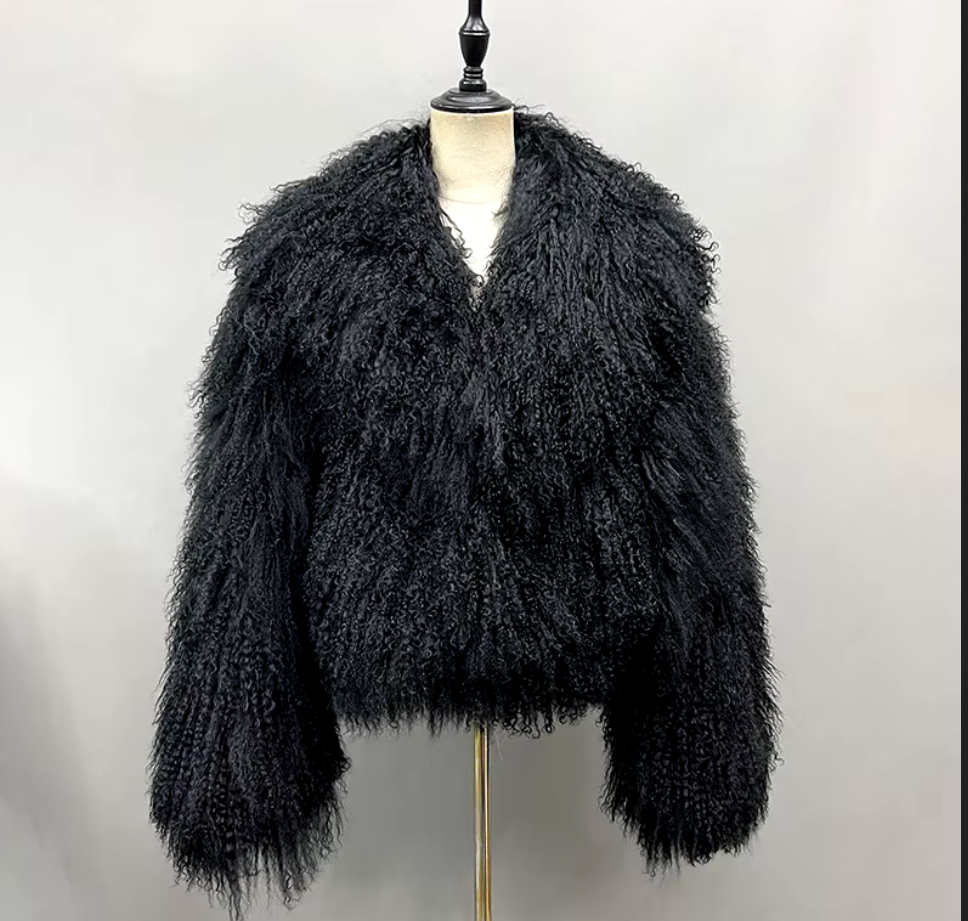Mangolian | Cropped Luxury Genuine Mongolian Lamb Fur Coat