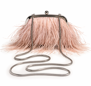Blush pink feather bag clutch 
