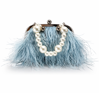 Feather Bag Clutch blue Pearl 