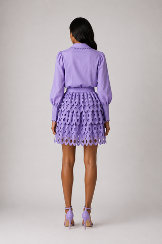 Lavender Set Blouse Skirt Skort Mini Summer Outfit matching set lavender purple light