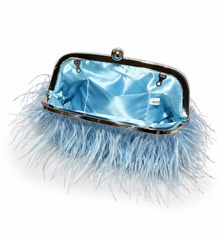 Feather Clutch Blue Bag