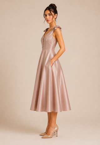 Midi Vintage Dress Blush Elegant 