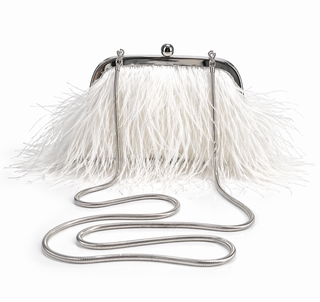 White feather bridal clutch