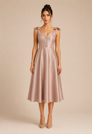 Midi Vintage Dress Blush Elegant 