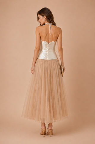 Mara Seashell Corset Dress Tulle Midi Occasionwear - CILIE Cielie Mara Seashell Corset Dress Tulle Midi Occasionwear - CILIE Cielie