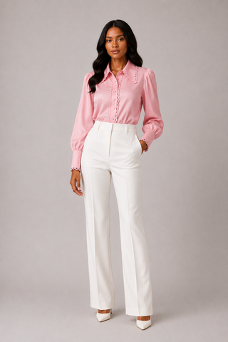 2 piece matching set skirt blouse pink blush 