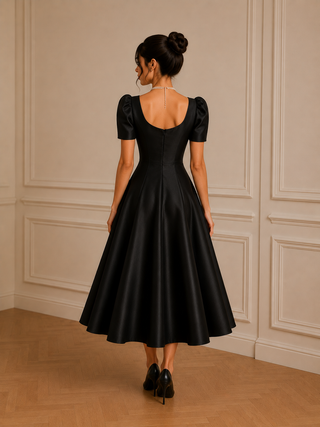 1950 style midi vintage dress black 