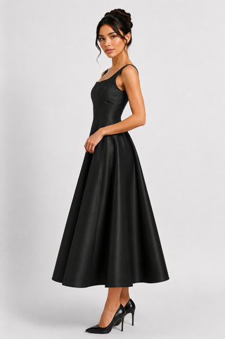 Black Midi Dress elegant Vintage 