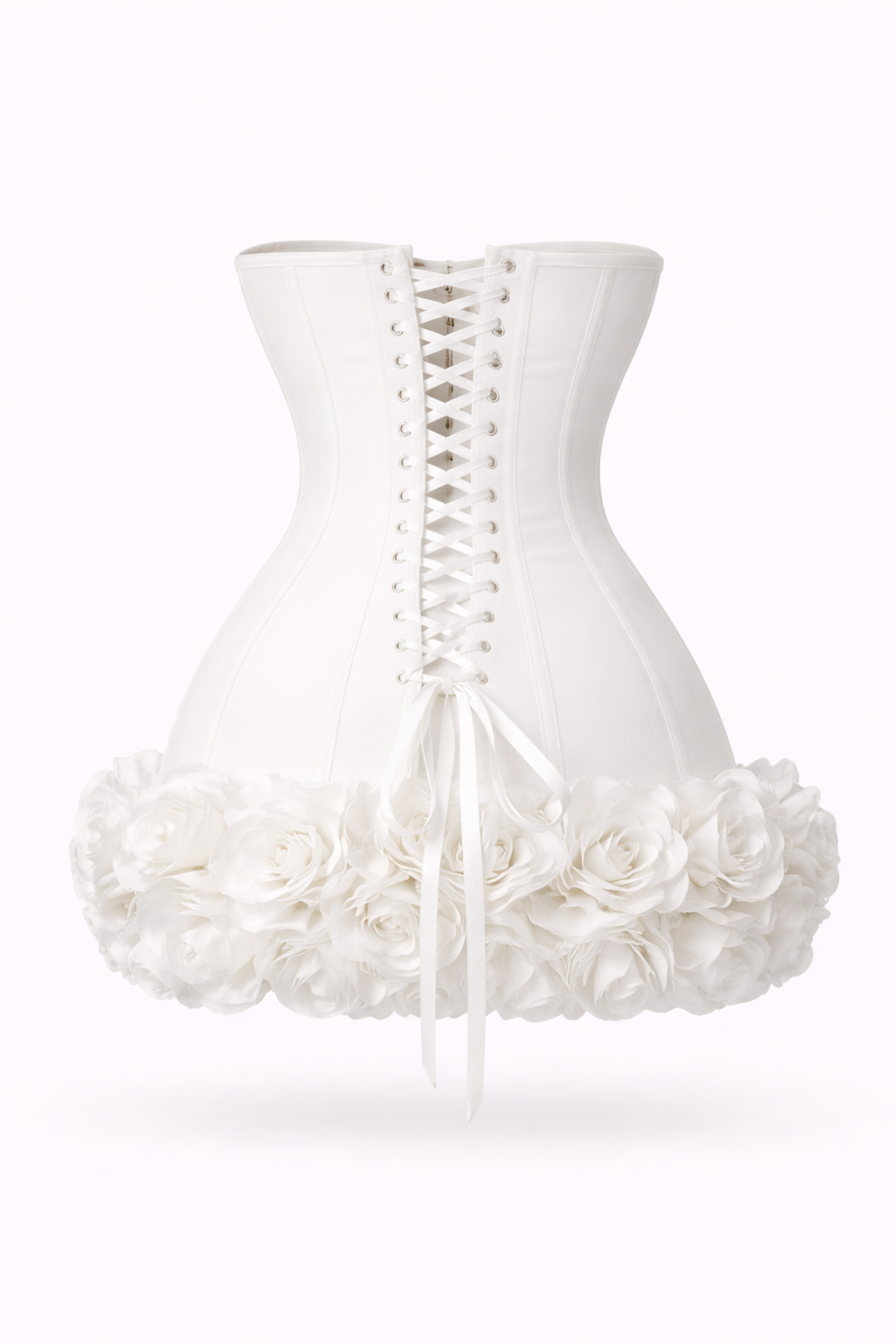 Rose Mini Corset Dress White Roses Skirt | Strapless, Backless, Bodycon Bandage Dress for Evening, Cocktail & Party Looks - Cielie Rose Mini Corset Dress White Roses Skirt | Strapless, Backless, Bodycon Bandage Dress for Evening, Cocktail & Party Looks - Cielie