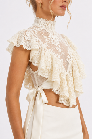 Lace top white blouse