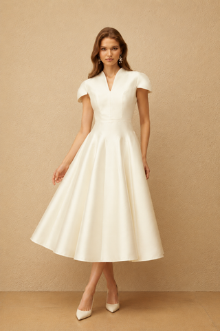 Midi Bridal Dress A Line Minimal