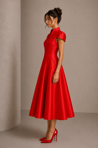 Midi Dress Red Elegant
