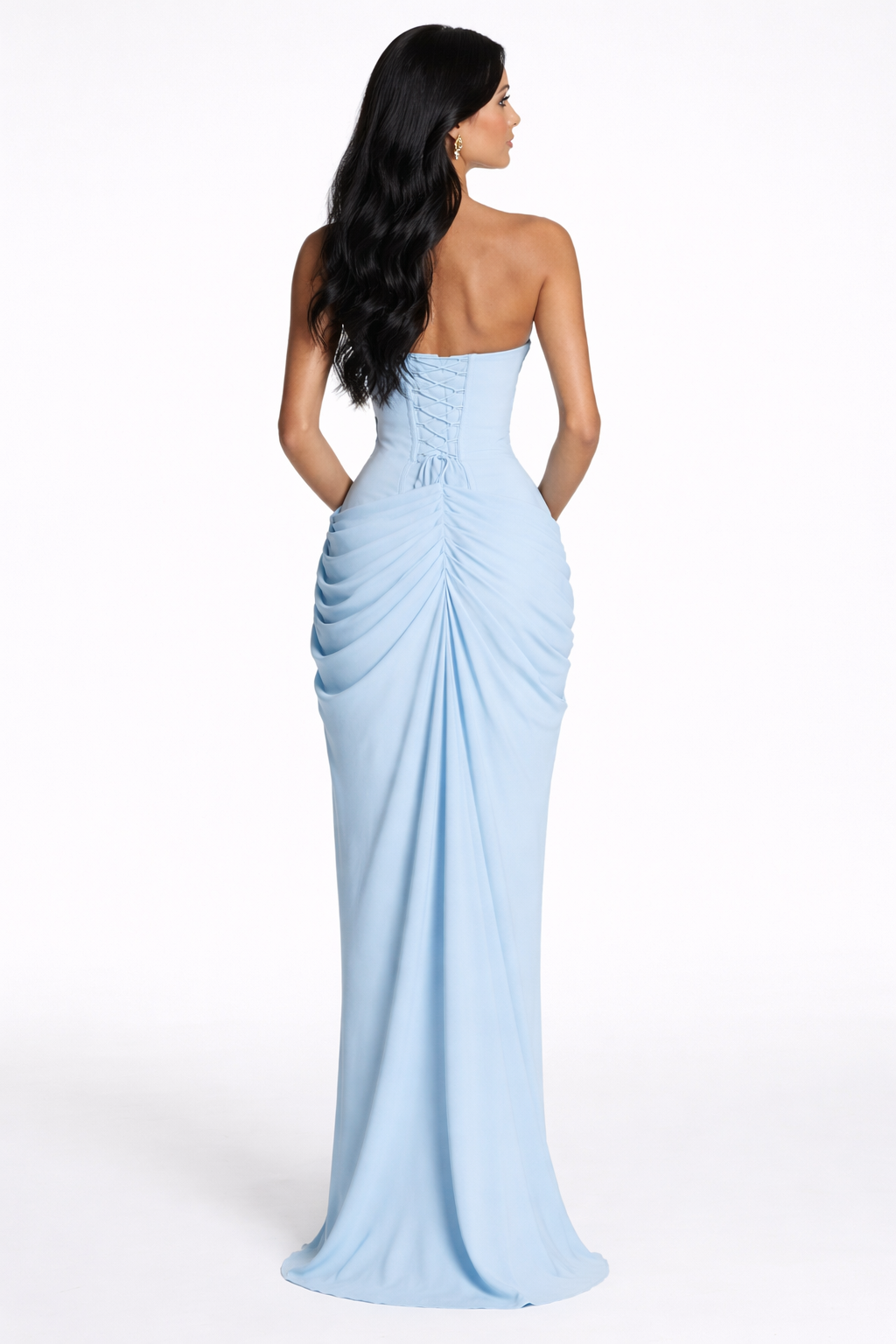 Sonila | Strapless Maxi Dress Side Slit Blue Cielie Sonila | Strapless Maxi Dress Side Slit Blue Cielie