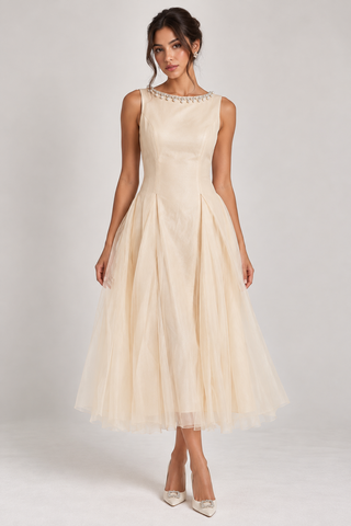 Midi elegant ivory dress