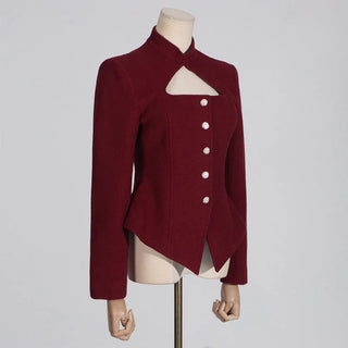 Burgundy Winered Blazer Buttons Tailored Longsleeve winter Cielie Vienna