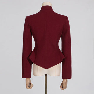 Burgundy Winered Blazer Buttons Tailored Longsleeve winter Cielie Vienna