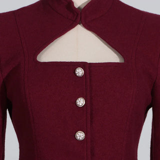 Burgundy Winered Blazer Buttons Tailored Longsleeve winter Cielie Vienna