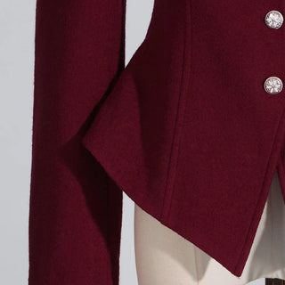 Burgundy Winered Blazer Buttons Tailored Longsleeve winter Cielie Vienna