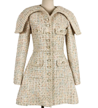 Tweed Cape Dress Chanel Style Oldmoney Style Fall Autumn Dress Longsleeve