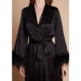 MELDA | Feather Trim Long Robe (Preorder) - CIÉLIE