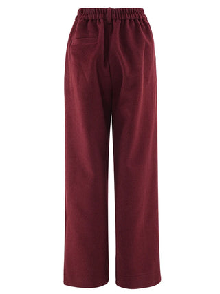 Wool Pants Burgundy Winter Wide Leg