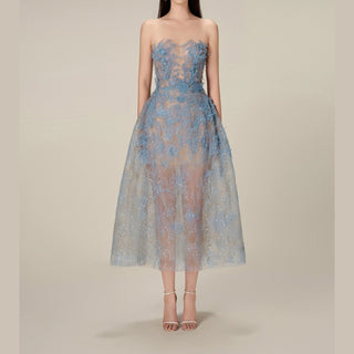 SHERLY | Lace Midi Dress blue designer vienna shopping - Cielie 