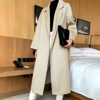 Beige Cashmere Wool Coat Maxi Belted Max Mara Style - Cielie Vienna