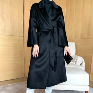 Black Cashmere Wool Coat Maxi - Max Mara style